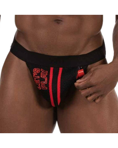 Jockstrap Let's Play Noir-Rouge Taille:TU Taille Unique
