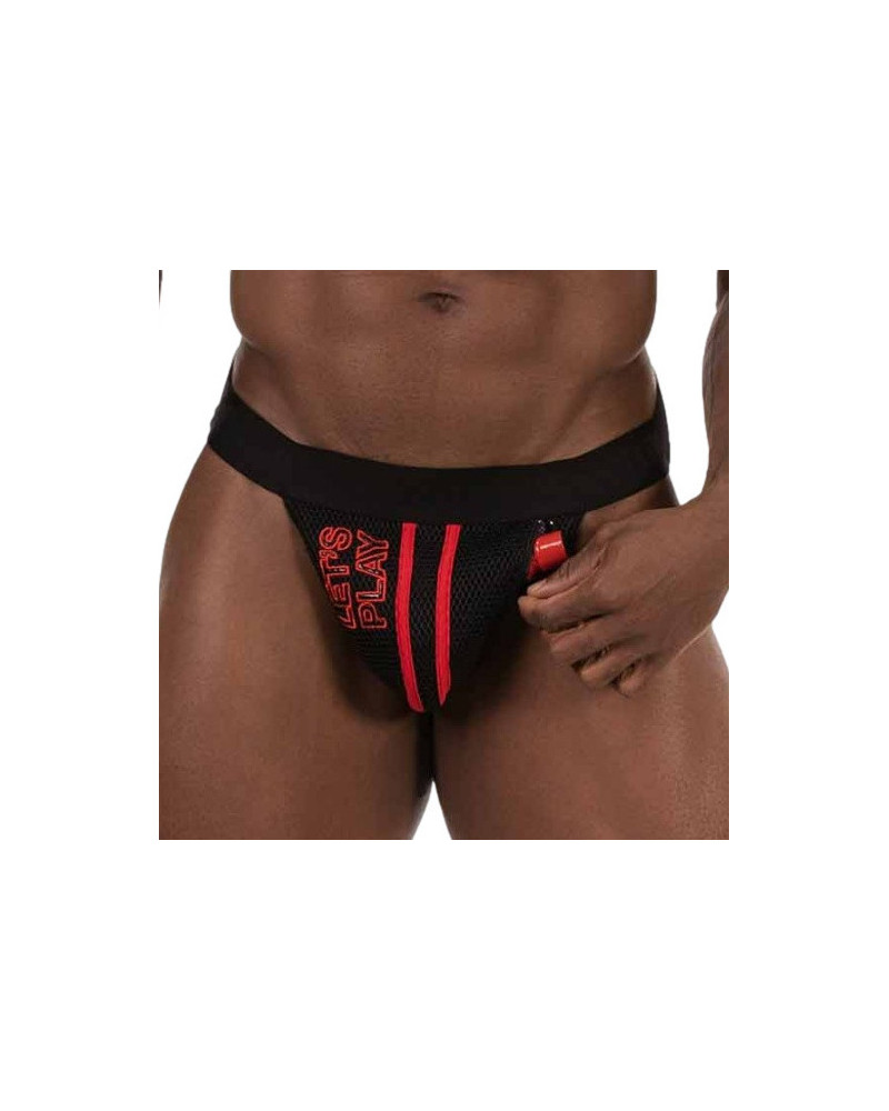 Jockstrap Let's Play Noir-Rouge Taille:TU Taille Unique