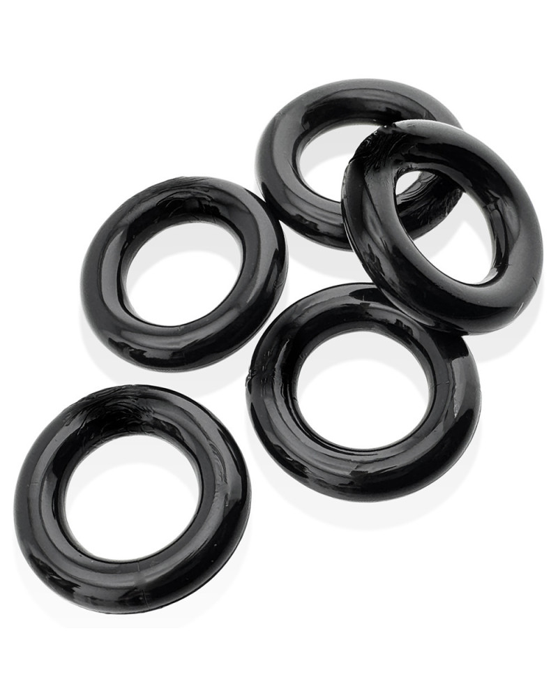Lot de 5 Cockrings étirables Jacker 5-Stack 22mm Noirs 