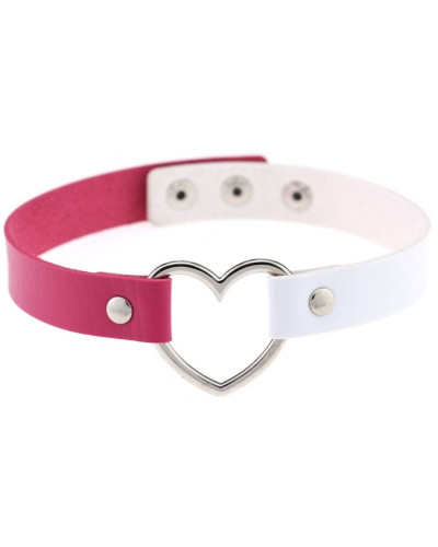 Ras de cou Heart Duo Fuschia-Blanc 