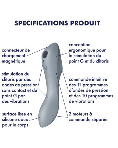 Stimulateur de clitoris Curvy Trinity 3 Satisfyer Gris 