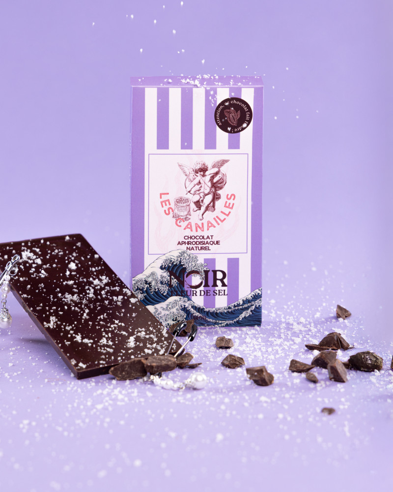 Tablette de Chocolat Aphrodisiaque NOIR Fleur de Sel 100g 