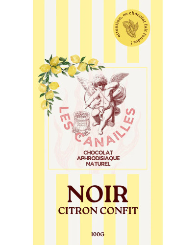 Tablette de Chocolat Aphrodisiaque NOIR Citron Confit 100g 