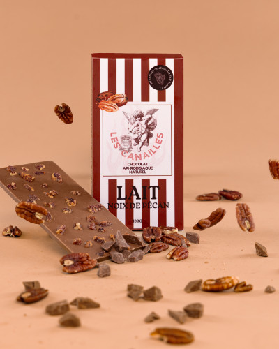 Tablette de Chocolat Aphrodisiaque LAIT Noix de Pécan 100g 