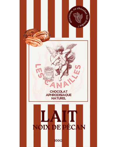 Tablette de Chocolat Aphrodisiaque LAIT Noix de Pécan 100g 