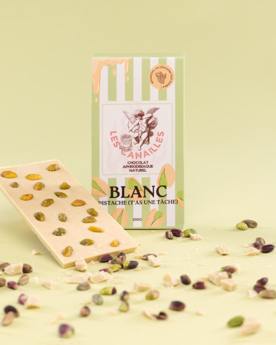 Tablette de Chocolat Aphrodisiaque Blanc Pistache 100g 