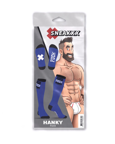 Chaussettes Hautes HANKY FUCK SneakXX Bleues 