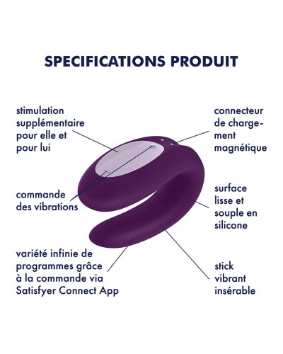 Stimulateur connecté Double Joy Satisfyer Mauve 