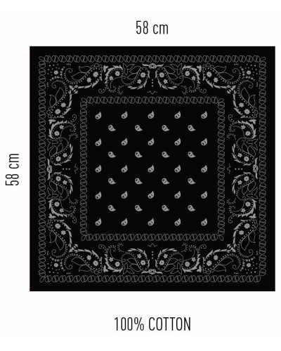 Foulard Bandana Hanky Code 58 x 58 cm Noir 