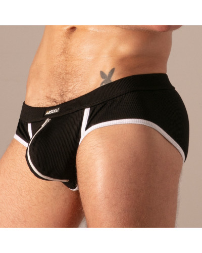 Slip Rib Zip Noir 