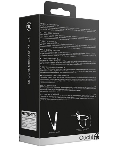 Silicone Ribbed Strap-On - Adjustable - Black 