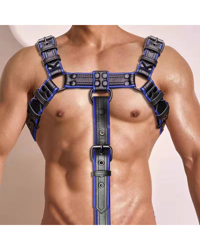Harnais Simili Hashon Noir-Bleu 