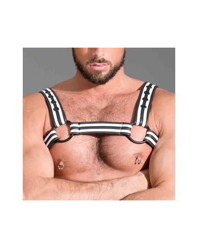 Harnais en néoprène Noir-Blanc  Couleur principale:Noir Couleur secondaire:Blanc