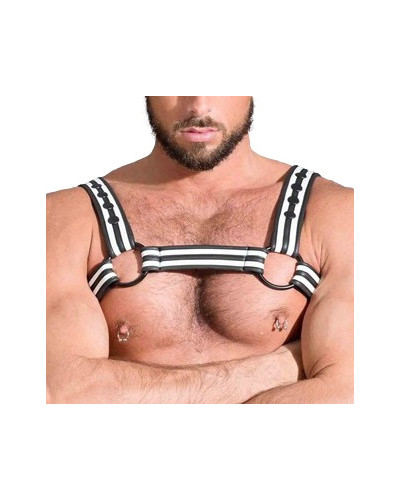 Harnais en néoprène Noir-Blanc  Couleur principale:Noir Couleur secondaire:Blanc