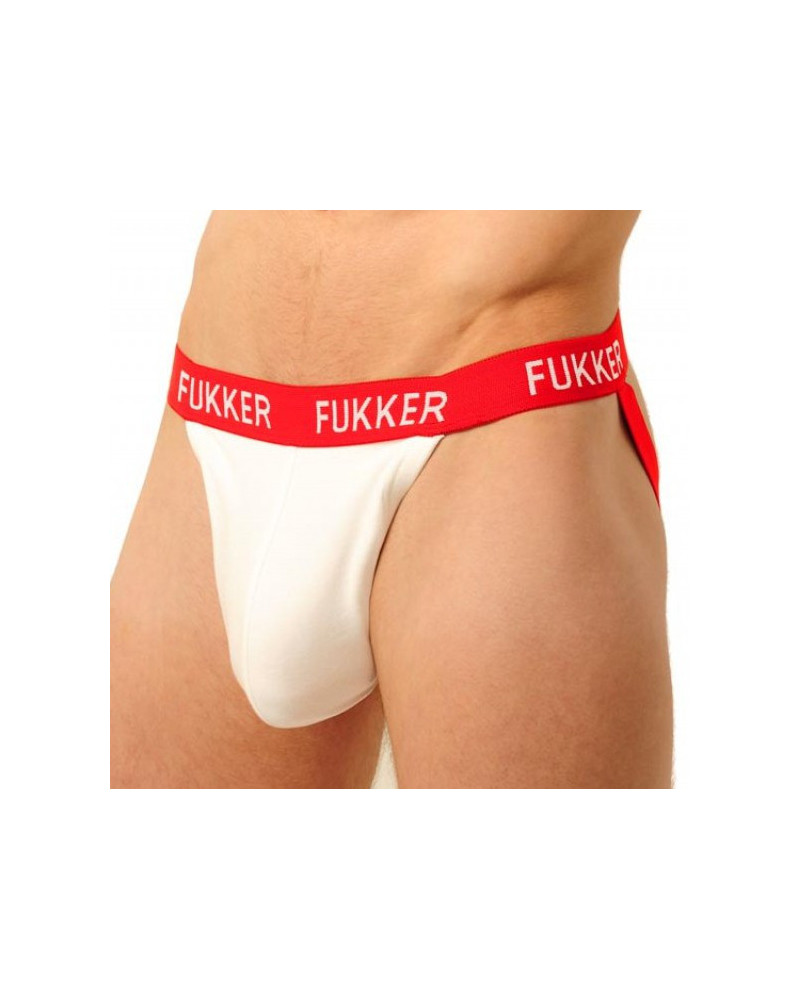 Jockstrap Fukker Blanc et Rouge  Couleur principale:Blanc Couleur secondaire:Rouge