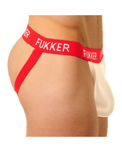 Jockstrap Fukker Blanc et Rouge  Couleur principale:Blanc Couleur secondaire:Rouge