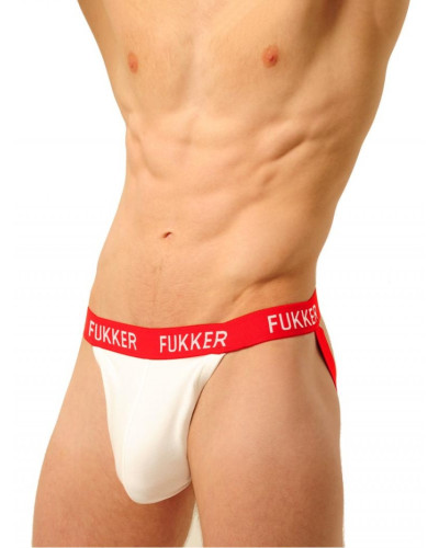 Jockstrap Fukker Blanc et Rouge  Couleur principale:Blanc Couleur secondaire:Rouge
