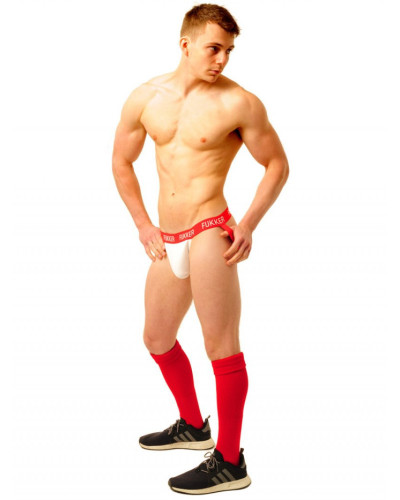 Jockstrap Fukker Blanc et Rouge  Couleur principale:Blanc Couleur secondaire:Rouge