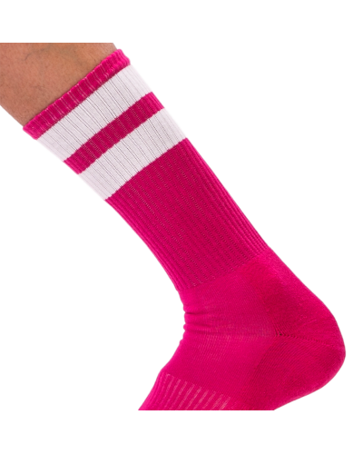 Chaussettes Gym Socks Rose-Blanc  Couleur principale:Rose Couleur secondaire:Blanc