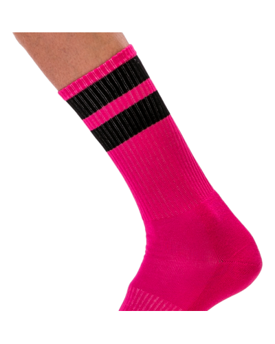 Chaussettes Gym Socks Rose-Noir  Couleur principale:Rose Couleur secondaire:Noir