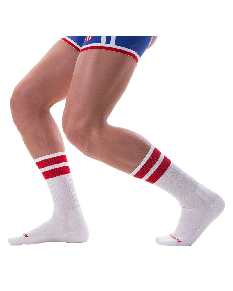 Chaussettes Gym Socks Blanc-Rouge  Couleur principale:Blanc Couleur secondaire:Rouge