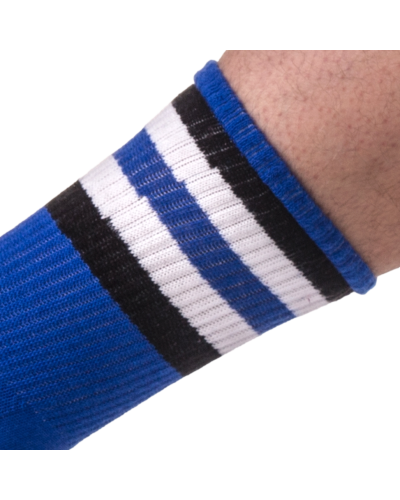 Chaussettes Half Fetish Stripes Bleu Noir Blanc  Couleur principale:Bleu Couleur secondaire:Noir