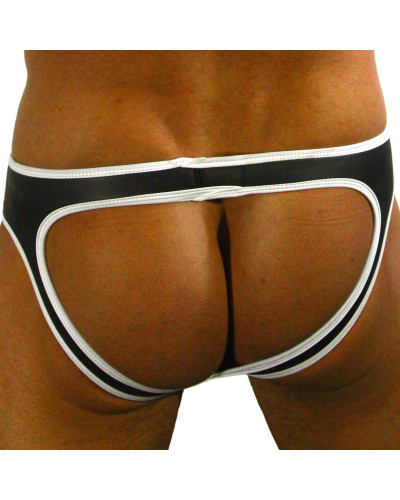 Jockstrap Néoprène Noir-Blanc  Couleur principale:Noir Couleur secondaire:Blanc