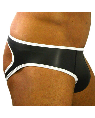 Jockstrap Néoprène Noir-Blanc  Couleur principale:Noir Couleur secondaire:Blanc