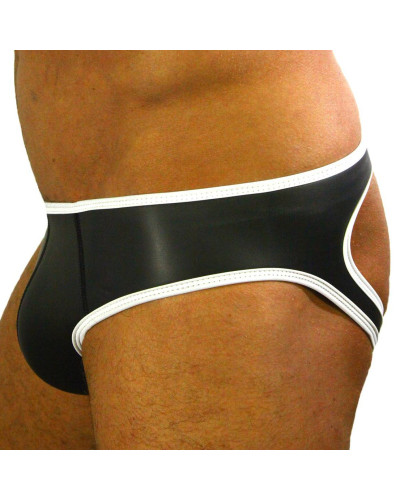 Jockstrap Néoprène Noir-Blanc  Couleur principale:Noir Couleur secondaire:Blanc