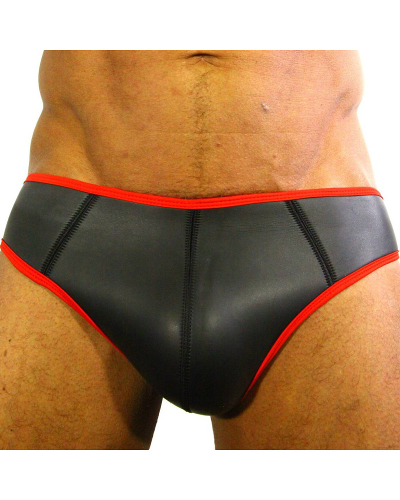 Jockstrap néoprène Noir-Rouge  Couleur principale:Noir Couleur secondaire:Rouge