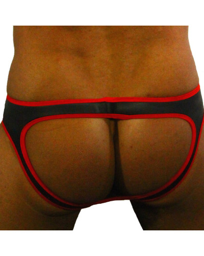 Jockstrap néoprène Noir-Rouge  Couleur principale:Noir Couleur secondaire:Rouge