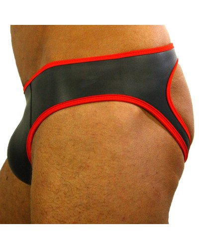 Jockstrap néoprène Noir-Rouge  Couleur principale:Noir Couleur secondaire:Rouge