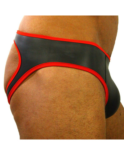 Jockstrap néoprène Noir-Rouge  Couleur principale:Noir Couleur secondaire:Rouge