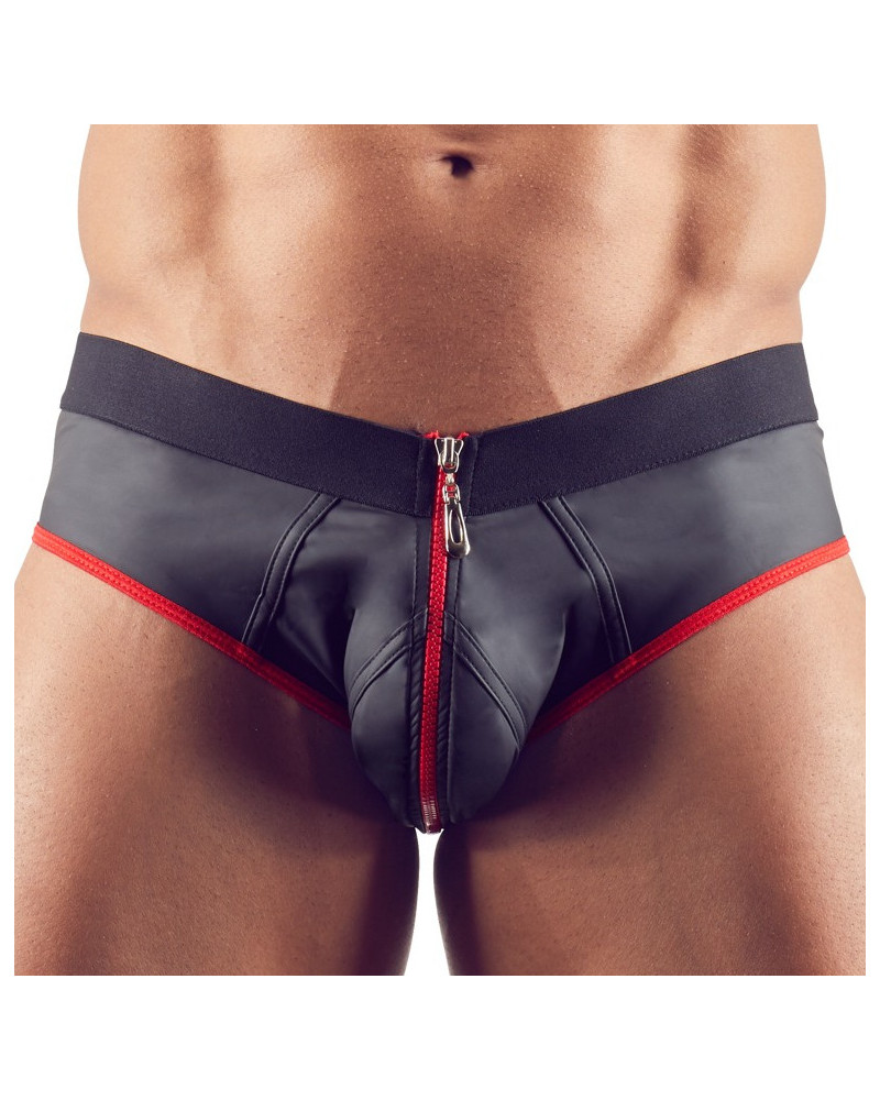 Jockstrap Joy Zip Noir-Rouge  Couleur principale:Noir Couleur secondaire:Rouge