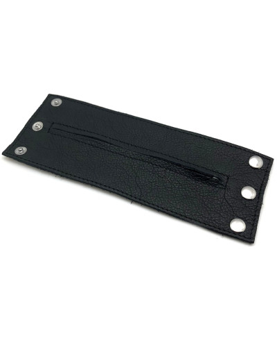 Poignet bracelet de force en cuir - Noir/Noir- avec zip   Couleur principale:Noir