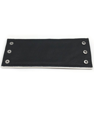 Poignet bracelet de force en cuir - Noir/Blanc avec zip  Couleur principale:Noir Couleur secondaire:Blanc