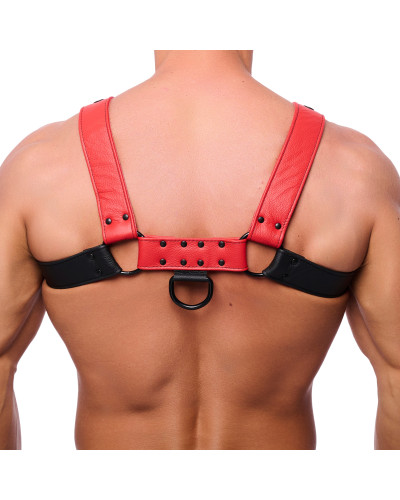 Harnais en cuir Snap Noir-Rouge  Couleur principale:Noir Couleur secondaire:Rouge