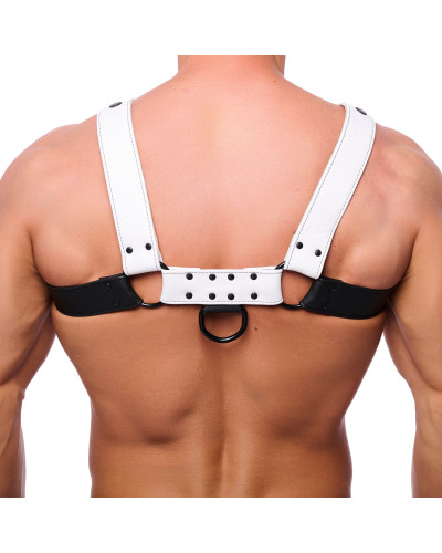 Harnais en cuir Snap Noir-Blanc  Couleur principale:Noir Couleur secondaire:Blanc