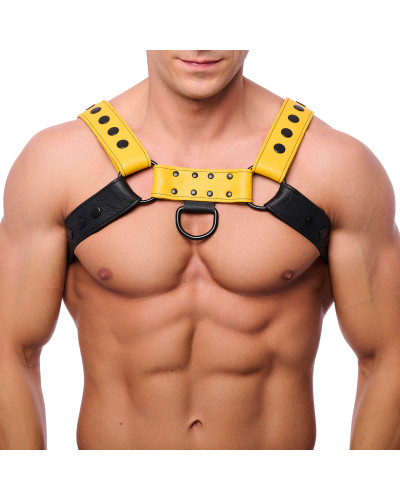 Harnais en cuir Snap Noir-Jaune  Couleur principale:Noir Couleur secondaire:Jaune