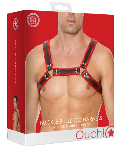 Harnais Buckle Bulldog Noir-Rouge  Couleur principale:Noir Couleur secondaire:Rouge