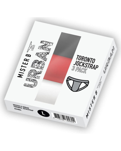 Lot de 3 Jockstraps Mister B TORONTO Blanc-Noir-Rouge  Couleur principale:Noir Couleur secondaire:Rouge