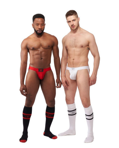 Lot de 3 Jockstraps Mister B TORONTO Blanc-Noir-Rouge  Couleur principale:Noir Couleur secondaire:Rouge