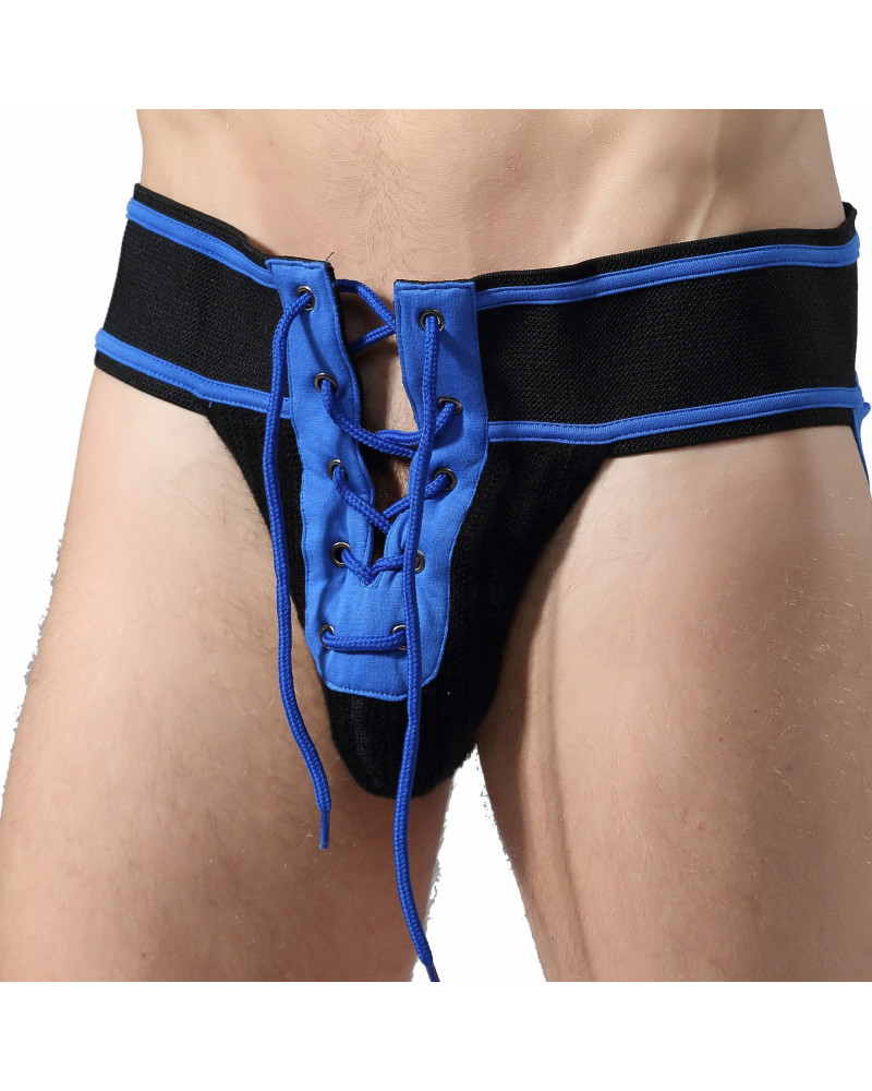 Jockstrap FETISH FOOTBALL MaleBascis Noir-Bleu  Couleur principale:Noir Couleur secondaire:Bleu