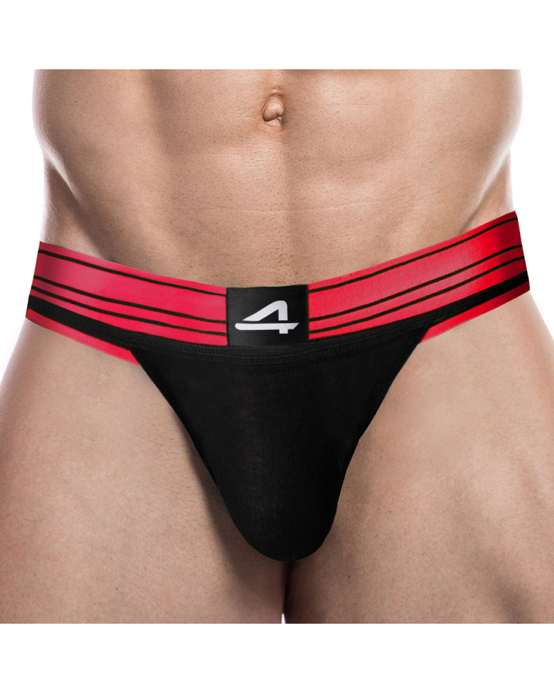 Jockstrap Rugby Noir-Rose neon  Couleur principale:Noir Couleur secondaire:Rose
