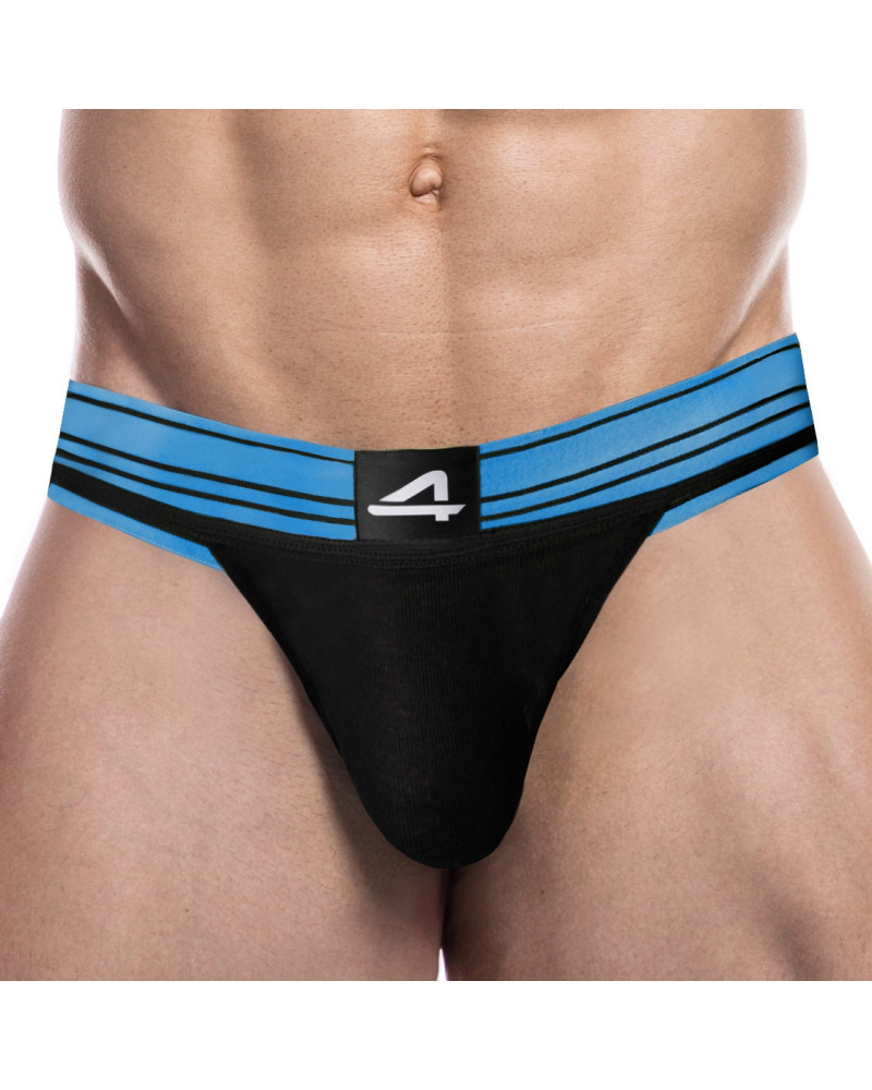 Jockstrap Rugby Noir-Bleu  Couleur principale:Noir Couleur secondaire:Bleu