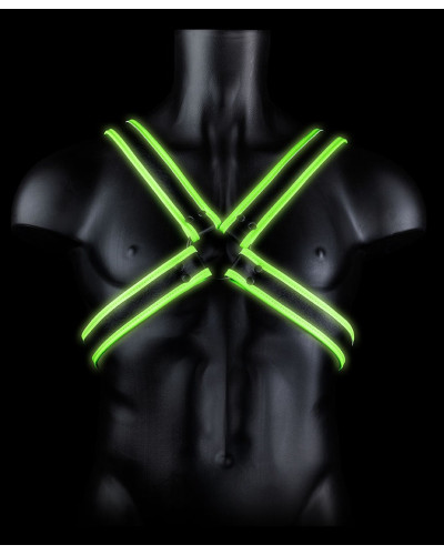 Harnais phosphorescent Cross Glow Noir-Vert Néon  Couleur principale:Noir Couleur secondaire:Vert