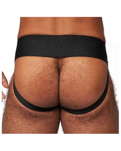 Jockstrap en cuir Mister B Noir-Bleu  Couleur principale:Noir Couleur secondaire:Bleu