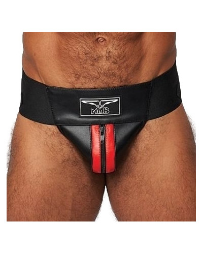 Jockstrap en cuir Mister B Noir-Rouge  Couleur principale:Noir Couleur secondaire:Rouge