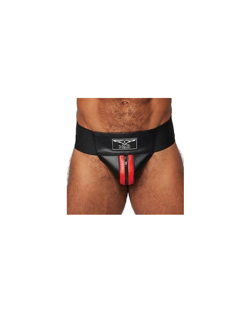 Jockstrap en cuir Mister B Noir-Rouge  Couleur principale:Noir Couleur secondaire:Rouge