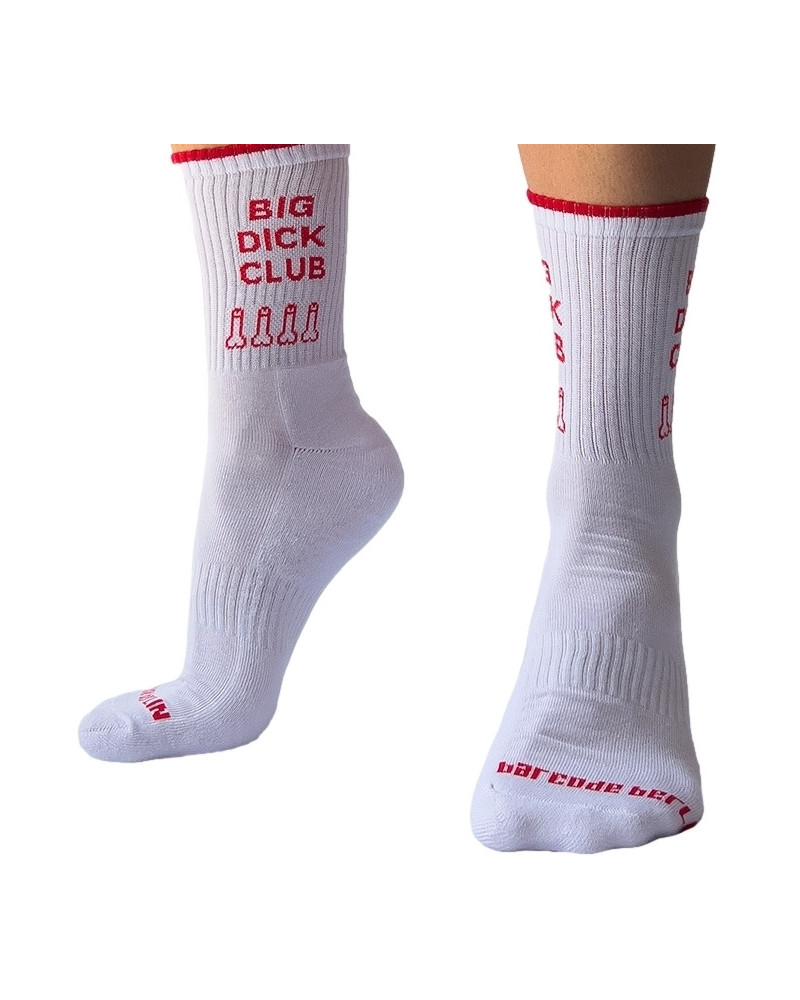 Chaussettes blanches Big Dick Club Liseré rouge  Couleur principale:Blanc Couleur secondaire:Rouge